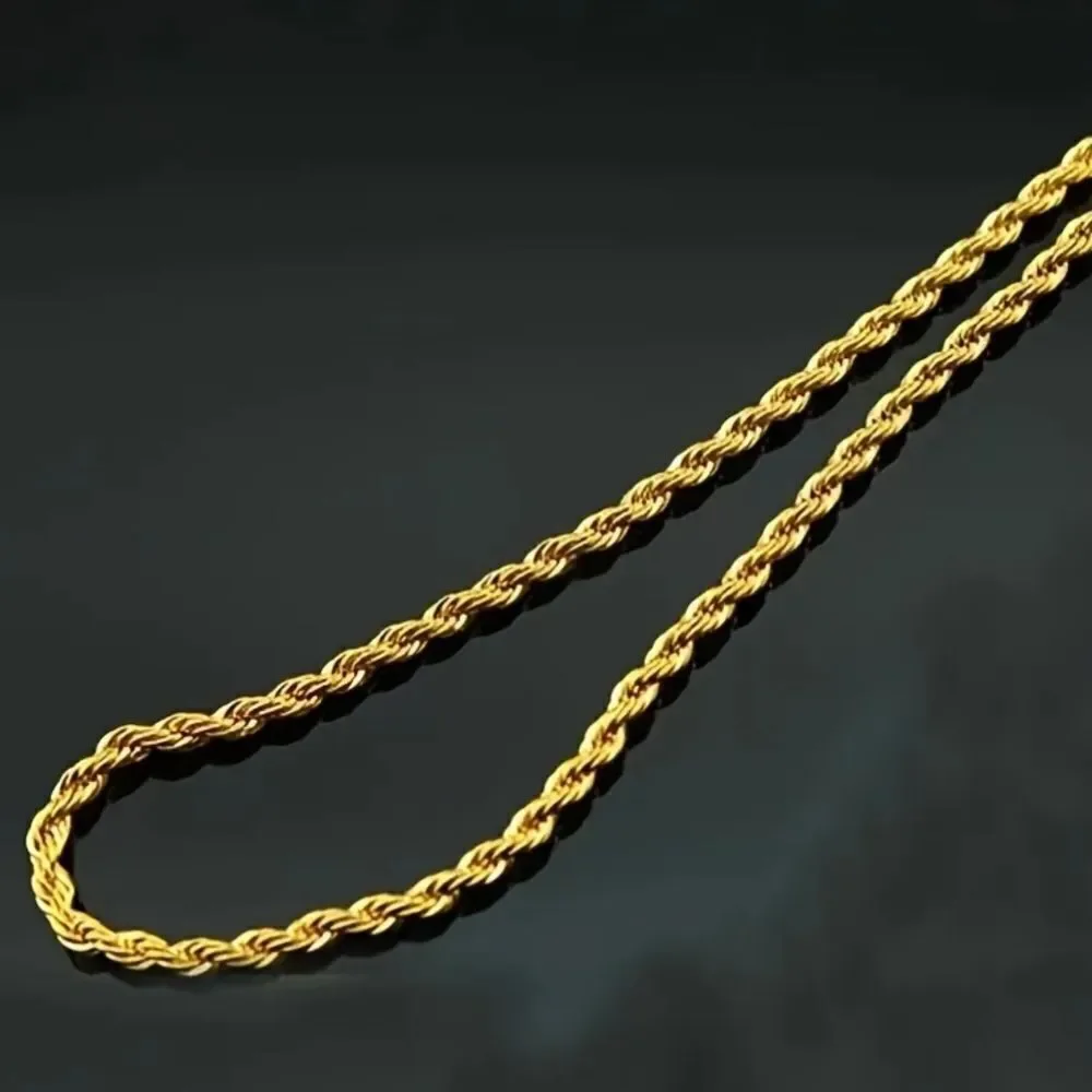 Mens Golden Two-piece Necklace and Bracelet Set